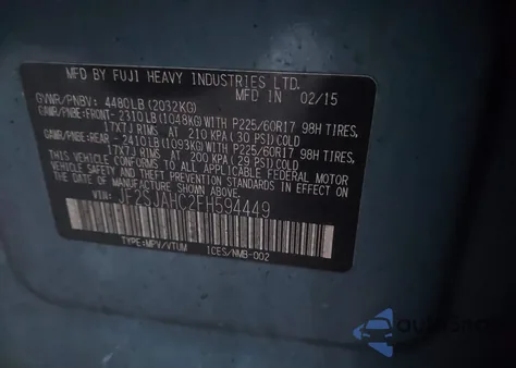 2015 Subaru Forester 2.5I Limited z USA, uszkodzony, nr VIN JF2SJAHC2FH594449